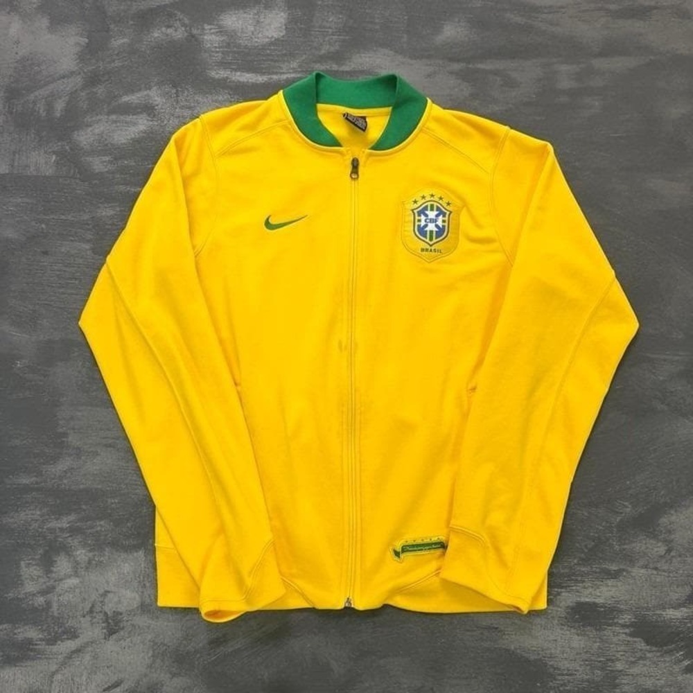Vintage Nike Brazil Soccer‎ Sweatshirt Mens Large Yellow 2000s
